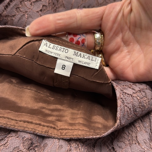 Alberto Makali Mauve Lace Peplum Hemline Size 8 - Picture 3 of 8